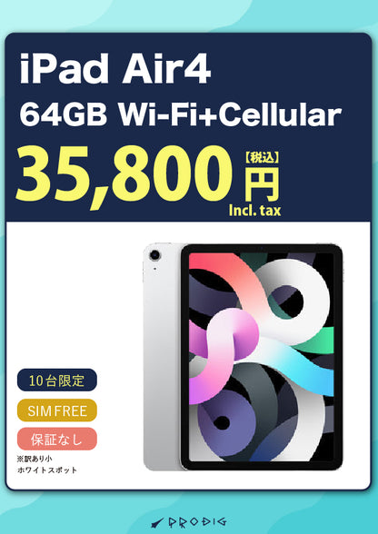 【訳あり・保証無し】iPad Air 4 （2020年） Wi-Fi+Cellular 64GB